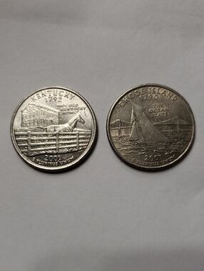Two 2001 U.S. State Quarters - Kentucky & Rhode Island